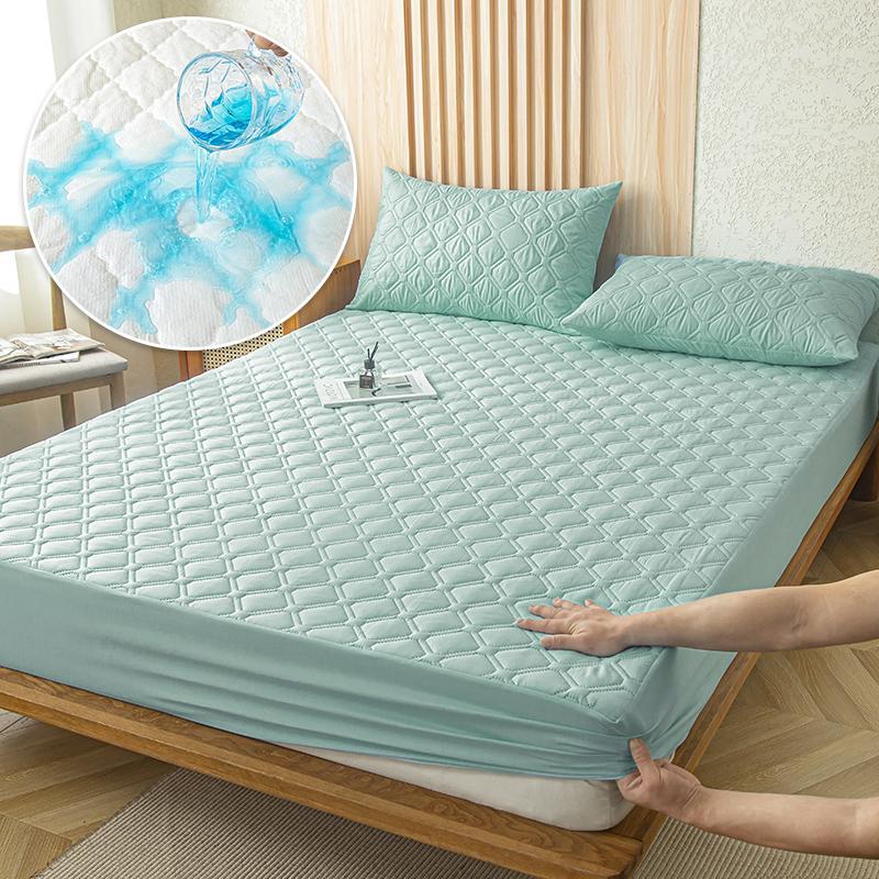 Waterproof Cotton Fitted Bed Sheet Anti-mite Mattress Protector Soft Breathable Mattress Cover Queen Fitted Sheet 140/160*200cm