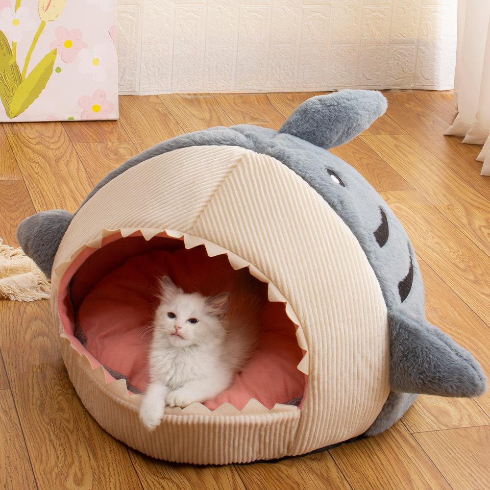 Закрытая теплая кровать для кошек для переносных кроватей для домашних животных Корзина для сладких котят Подушка для подушки для кошек Коврик для палатки Гнездо для щенка Пещера для кошек Товары для дома Полузакрытая охрана
