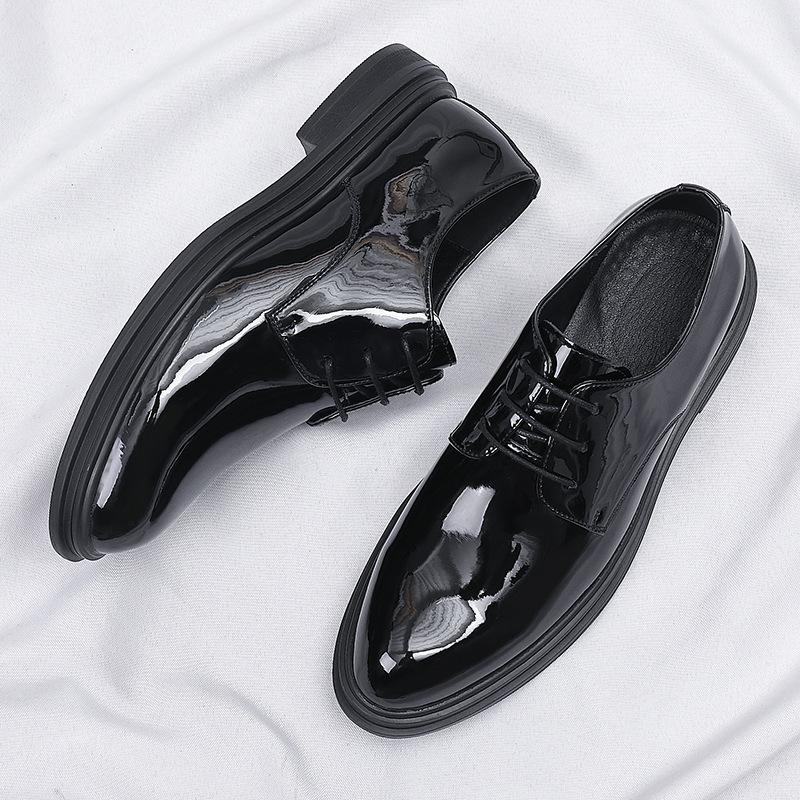 Men's Patent Leather Casual Leather Shoes 2025 Autumn New Item Men's Shiny Leather Shoes Business Formal Wear