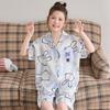 Girls Ice Silk Pajama Set Short Sleeve Cartoon Print Sleepwear 8-14 Years Old Kids