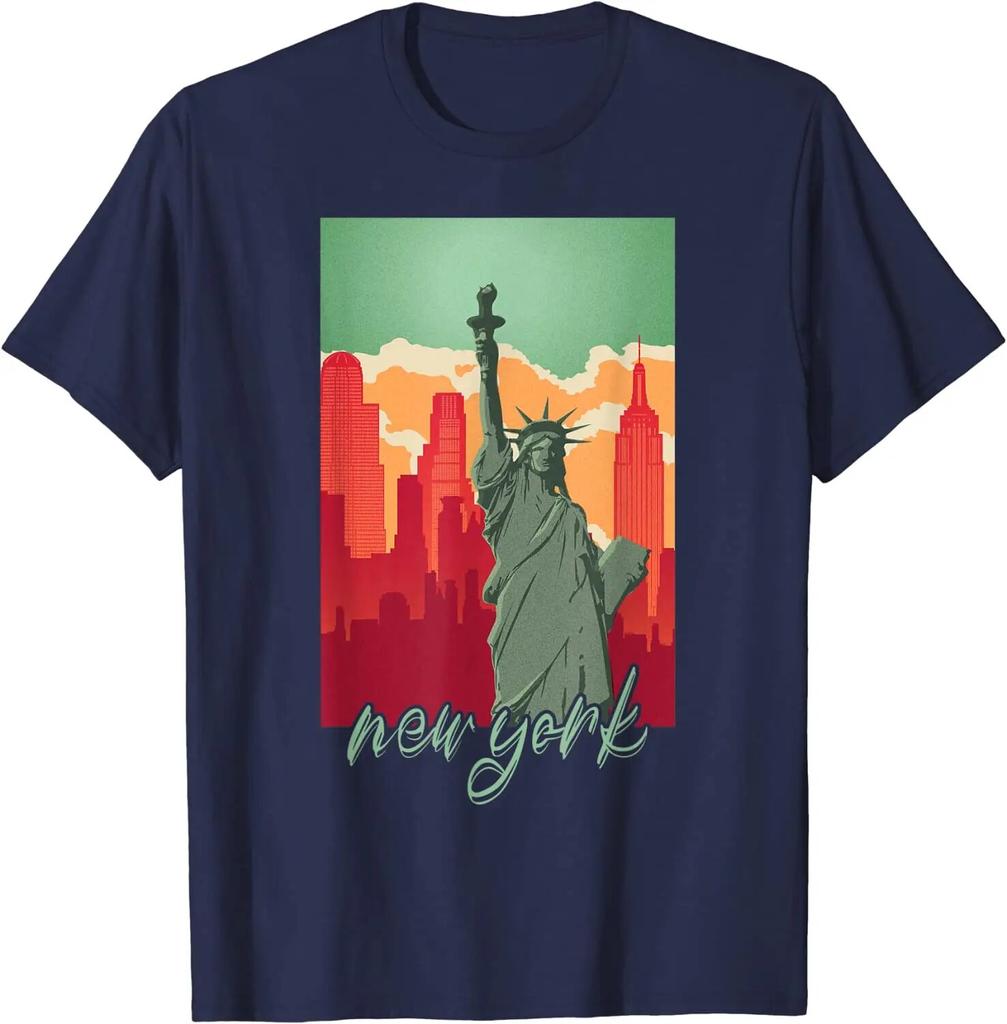 Футболка New York Skyline Heartbeat Статуя Свободы «Я люблю Нью-Йорк» Одежда унисекс Four Seasons Футболка большого размера Футболки из хлопка