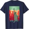 Футболка New York Skyline Heartbeat Статуя Свободы «Я люблю Нью-Йорк» Одежда унисекс Four Seasons Футболка большого размера Футболки из хлопка