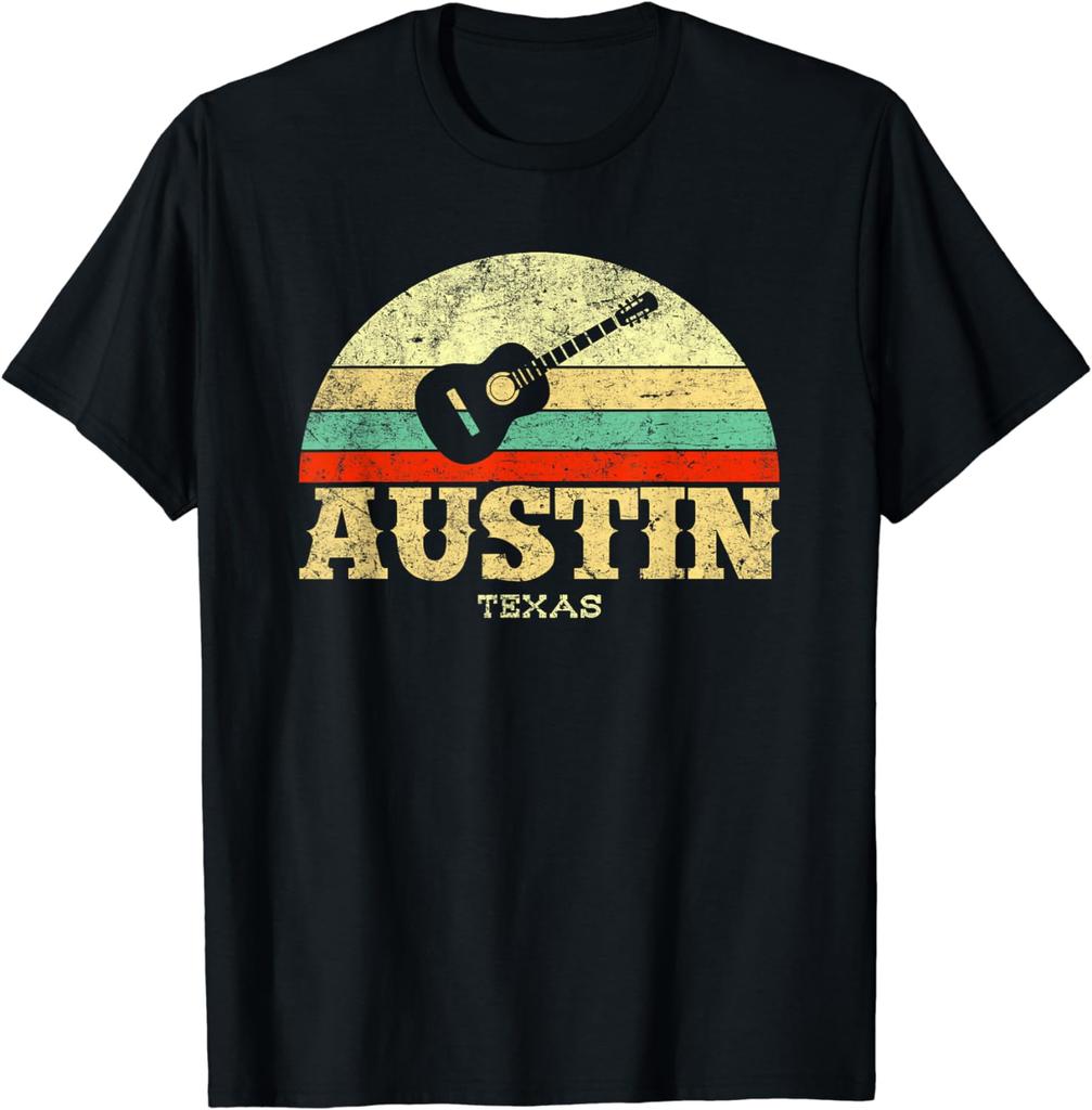 Retro Austin Texas Guitar Shirt Vintage Lone Star State Tee TShirt