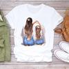 Mom's Mother's Day Themed Printed Round Neck Plus Size Fashionable Loose Cotton Short Sleeved Top T-Shirts Women’s