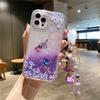OPPO Reno12 and FindX7 Butterfly Cherry Blossom Lanyard Quicksand Protective Case with Silicone Female Model.