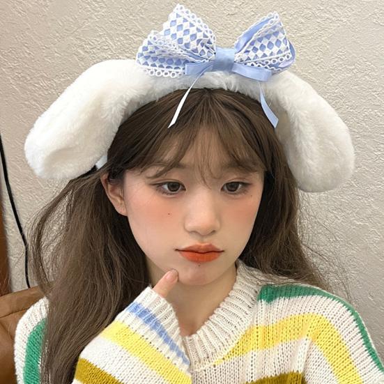 Милая повязка на голову с бантом и пушистыми ушками, мягкая эластичная повязка на голову для косплея на Хэллоуин, для детей, взрослых и девочек