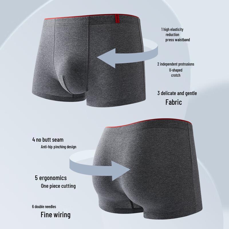 Мужские боксеры-брифы средней посадки из чистого хлопка Qipilang