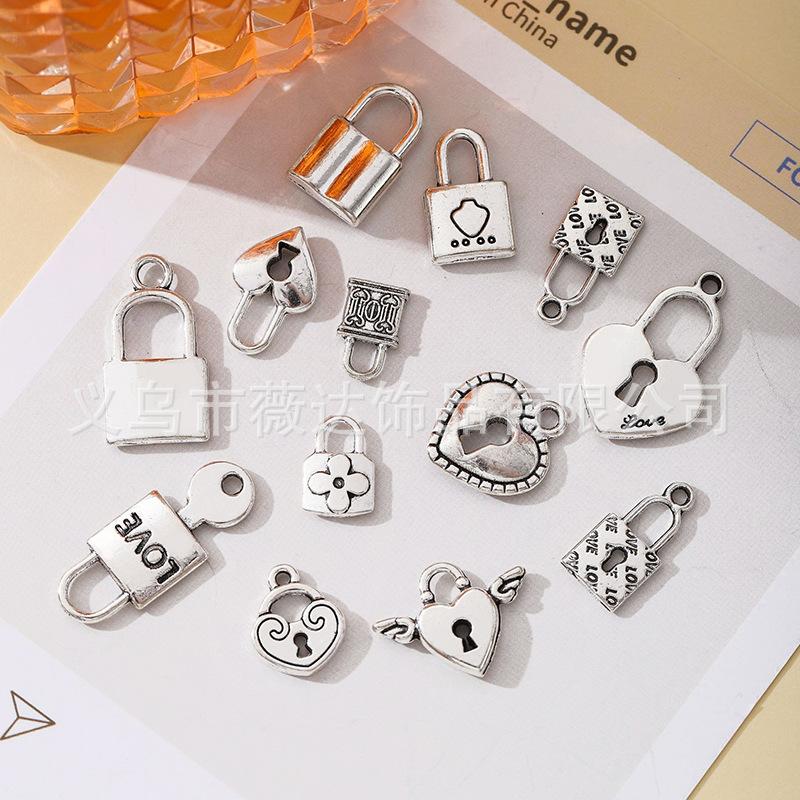 Vintage Alloy Lock Charms for DIY Necklace, Bracelet & Keychain Accessories