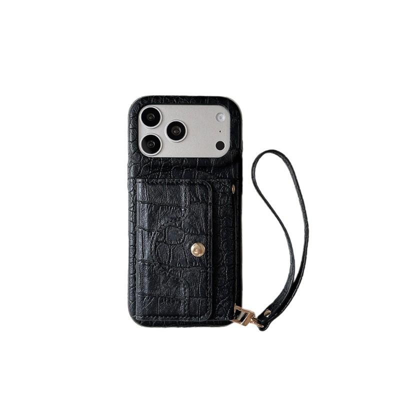Phone Case With Card Slot Wrist Strap IPhone 18 Pro Max 17 16 15 14 Full Body Shockproof PU Leather Cover