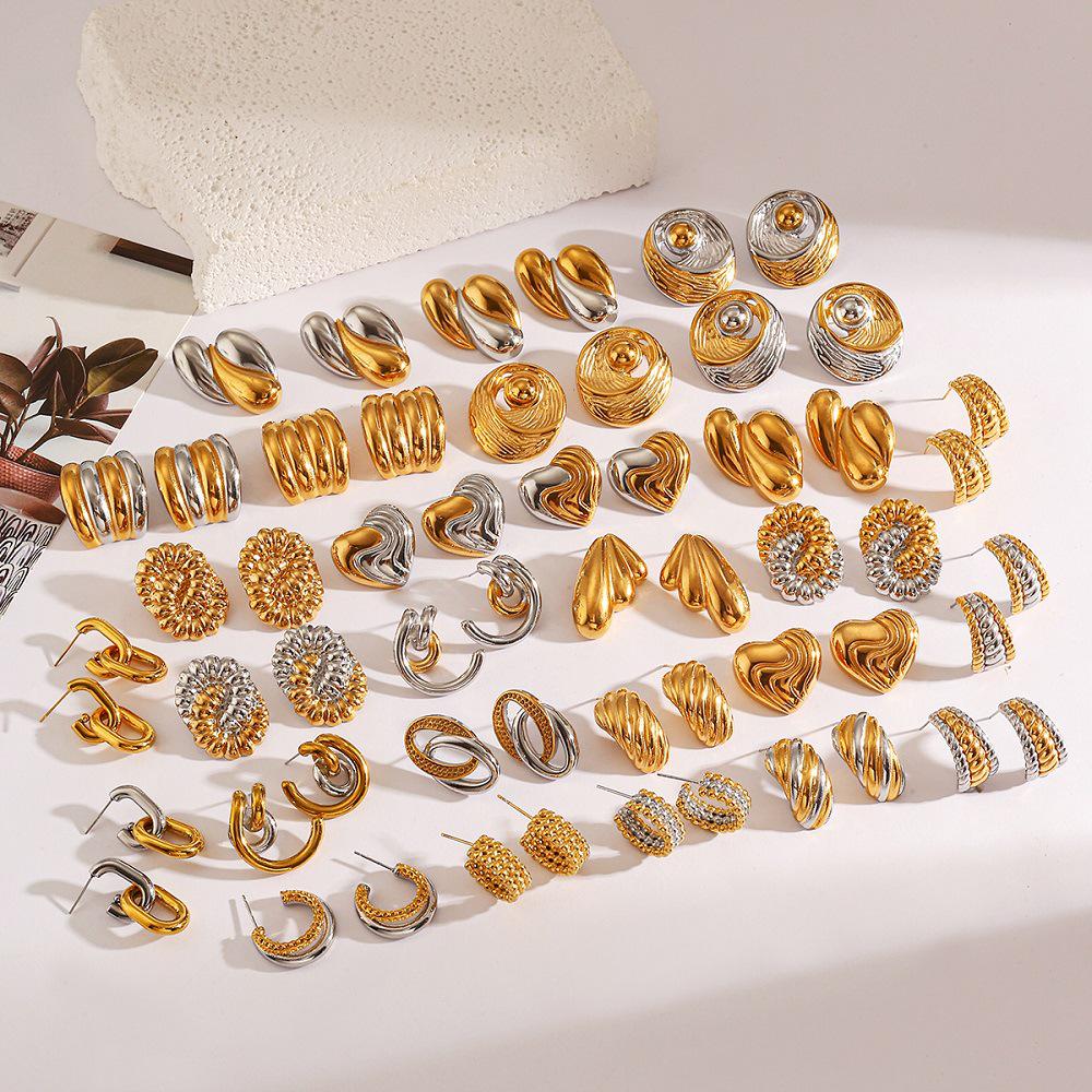 Серьги-пусеты Yingtai из нержавеющей стали с 18-каратным золотым покрытием, нанесенным методом вакуумной электрогальваники