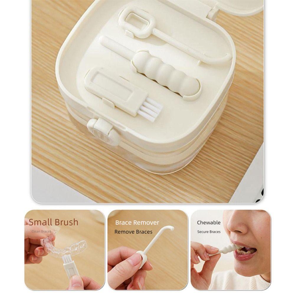 Portable Denture Soaking Cleaning Box Universal Cleaning Tooth Storage Case Dentistry Supplies