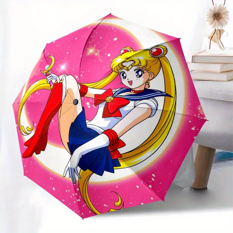 Наклейка Sailor Moon Полумесяц Розовый Фон Зонт, Компактный Складной Зонт-Трость для Мужчин и Женщин Подарок