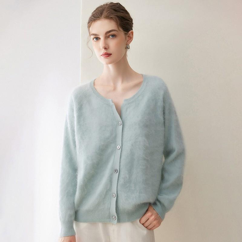 Womens 100% Cashmere Knit Cardigan Sweater Loose Fit Long Sleeve Winter 2026