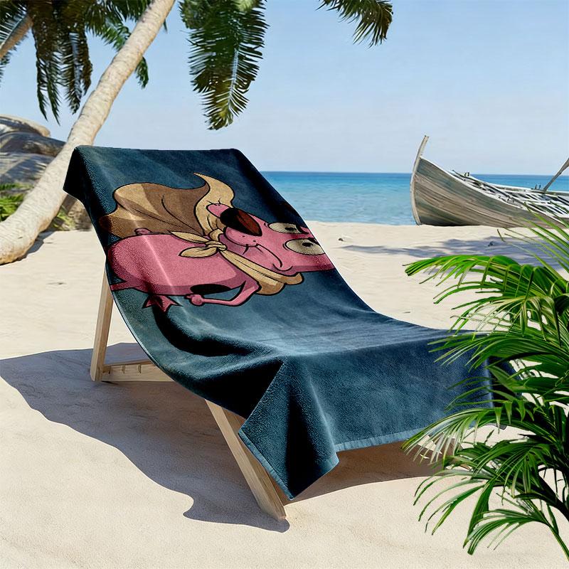 Courage the Cowardly Dog Print Beach Towel, Large Soft Quick Dry Towel for Beach Camping Swimming
