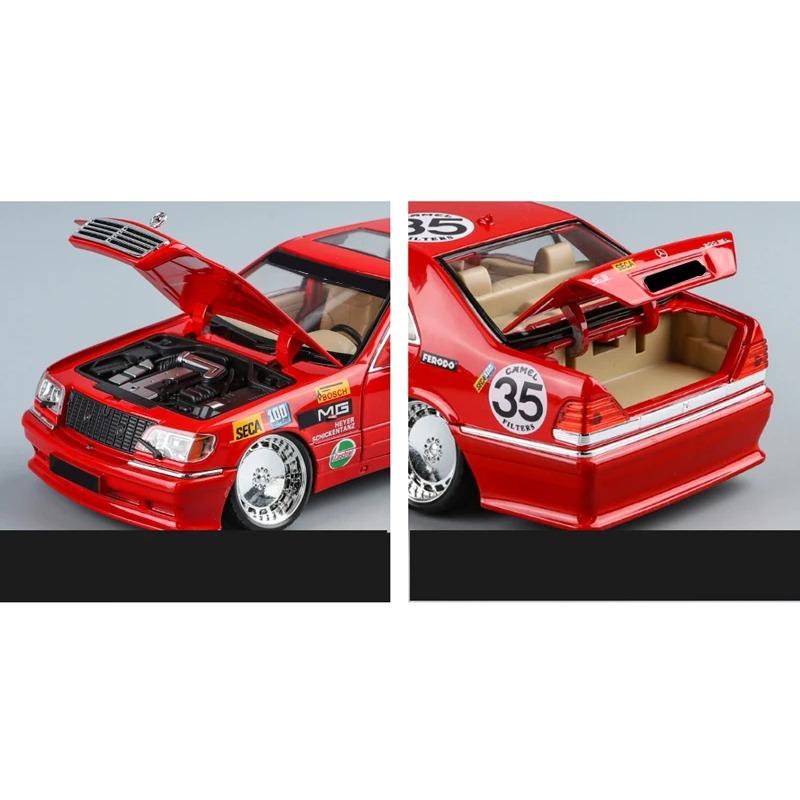 1/24 Benz W140 S320 SEL Red Pig Alloy Wide Body Sports Car Model Diecast Metal Modified Raing Car Model Sound and Light Kids Toy Gift