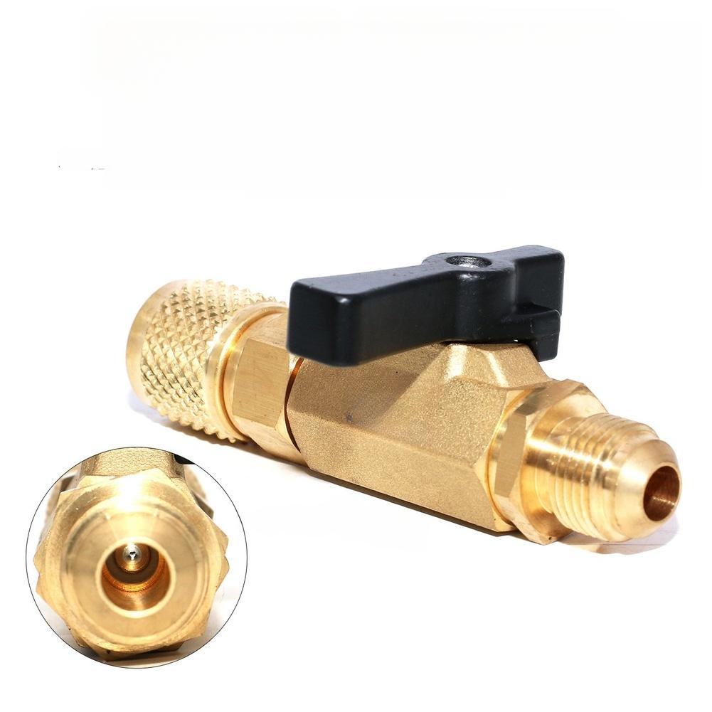 Quick Shut Off Ball Valve 1/8 Inch Ball Valve For AC Cooling Agent Charging Brass Construction Quick Shut Ball Valve