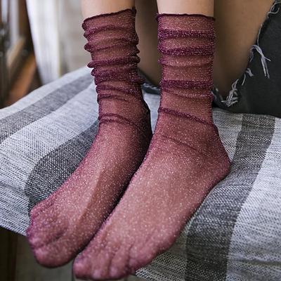 Новые женские модные сексуальные очаровательные прозрачные тонкие чулки с золотыми и серебряными блестками, свободные носки