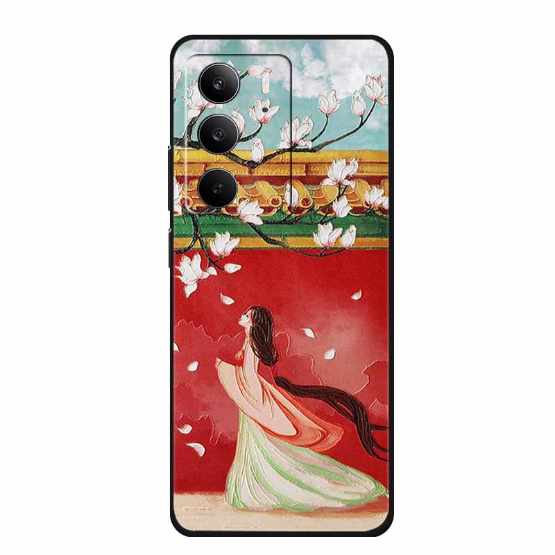 3D Тисненый Чехол Для Realme C75 4G 5G C75x V70 V70s 14x Realme C71 4G Чехол C 75 71 Чехол Цветок Черный Силикон Мягкая Задняя Крышка Сумка