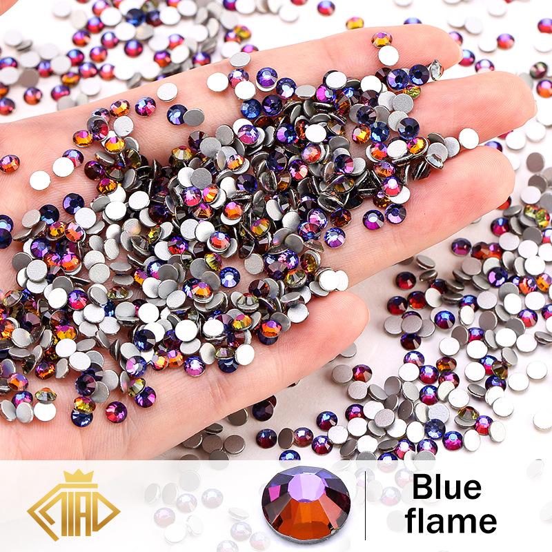 Pujiang Crystal Rhinestone Glass Flat Bottom Diamond Clothing Accessories Round Nail Drill Diy Stud Earrings Bag Sticker Drill