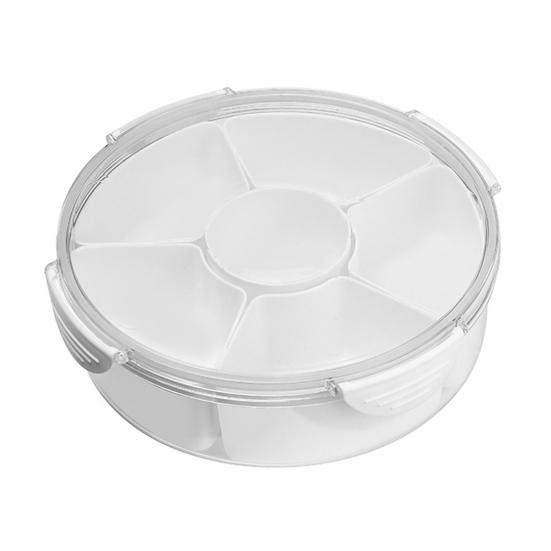 Поднос для овощей с крышкой 4/6 отделений Разделенная коробка для закусок Контейнер для вечеринок Сервировочное блюдо Закуски Десерты Поднос для фруктов Холодильник для приготовления еды