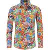 70s Men's Clothing Long Sleeved Casual Buckle Collar Disco Retro Paisley Floral Retro Hip-hop Shirt Summer