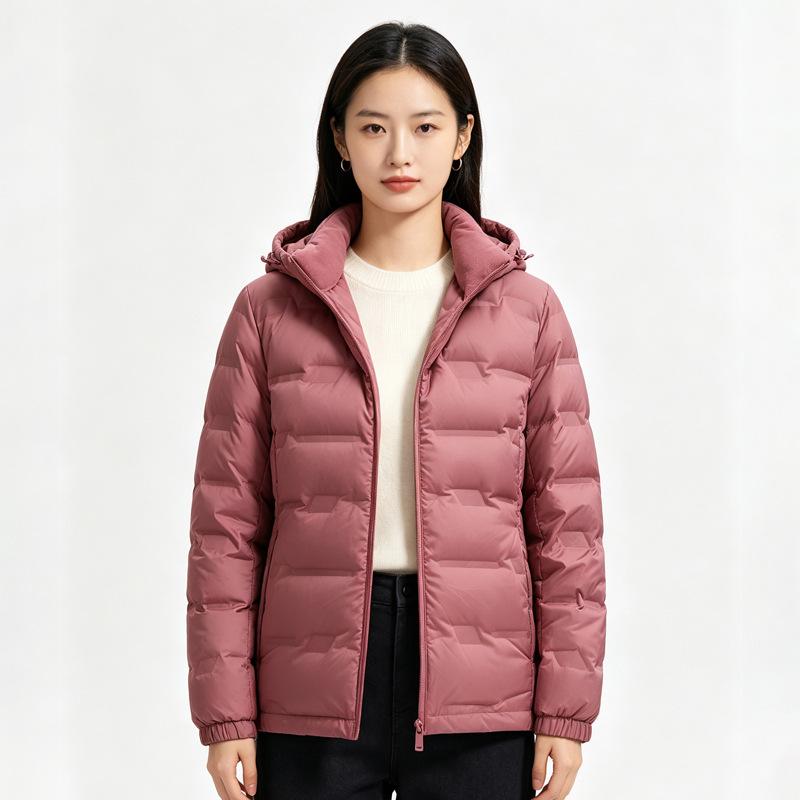 Winter white duck down jacket removable hooded thermal jacket