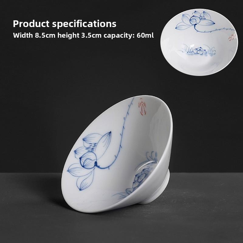 Сине-белый расписанный вручную тонкий шинный стакан для шляпы керамический чайный сервиз Кунг-фу маленькая чайная чашка одинарная чайная чашка чайная чашка большая мастер-чашка