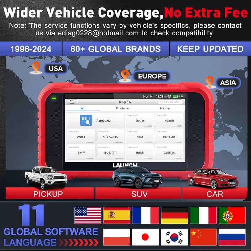LAUNCH CRP129E V2.0 2025 OBD2 Scanner 12 Reset ABS SRS Transmission Engine Code Reader Lifetime Free Update Diagnostic Scan Tool