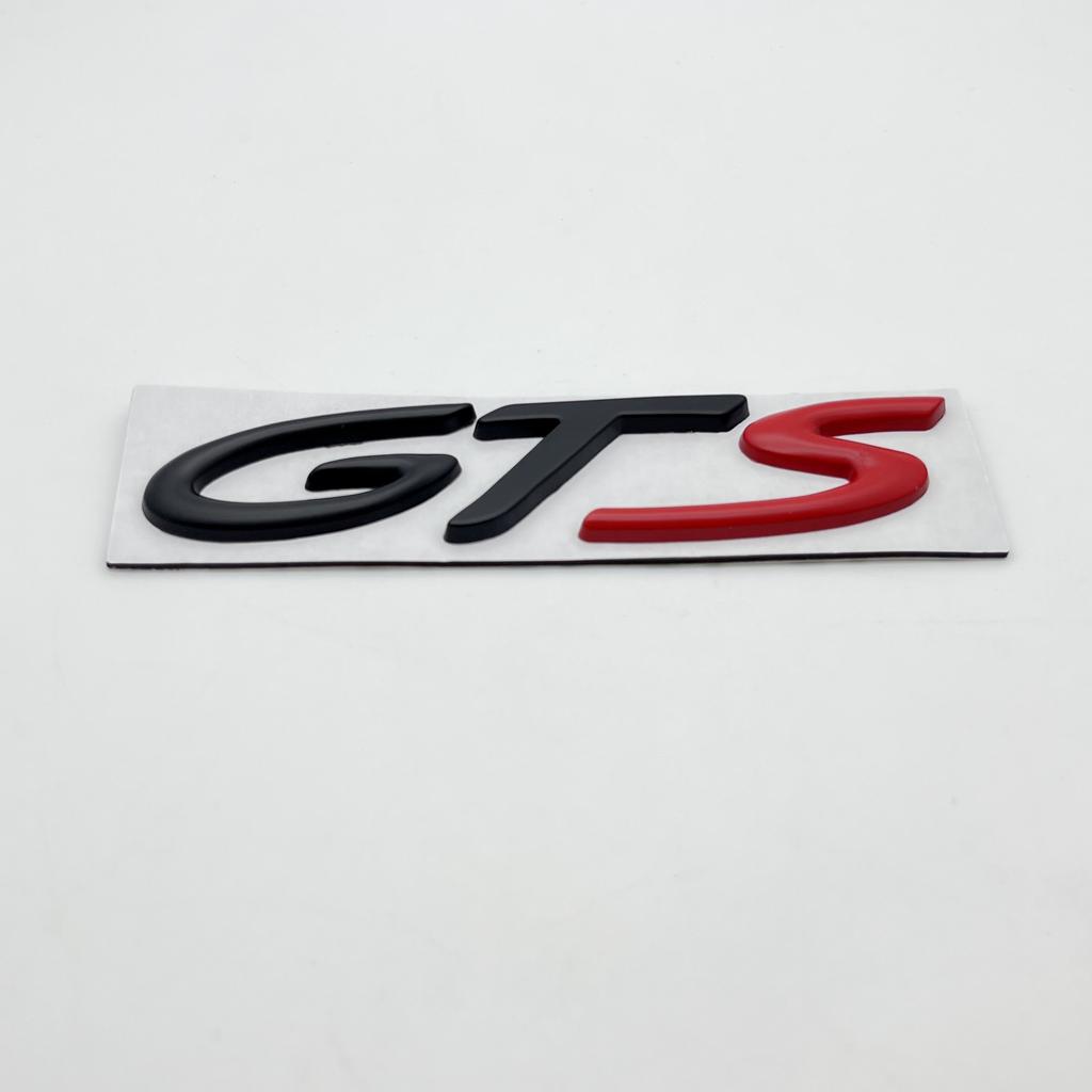 BJT1 1pcs Metal GTS Letter Sticker Car Rear Emblem Fender Side Rear Tail Trunk Badge Sticker Styling Accessories For 911 718 928 901