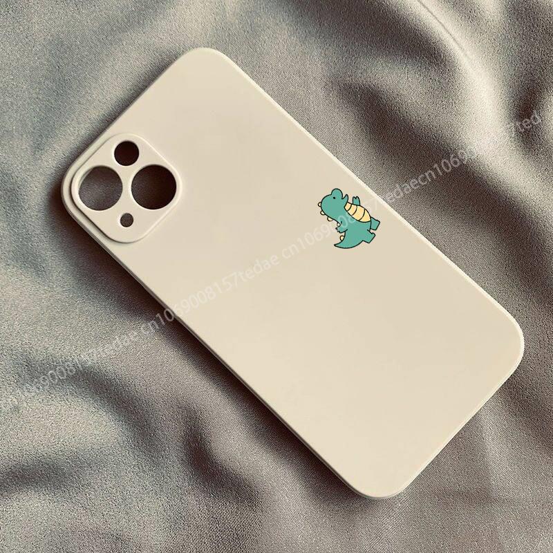 Милый чехол для телефона с мультяшными динозаврами для iPhone 16 15 14 11 12 13 Pro Max Mini 16E 17 Pro. Минималистичный силиконовый чехол для влюбленных.