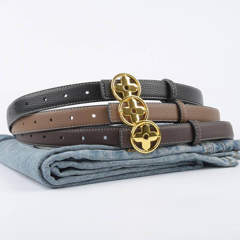 Lychee Pattern Can Be Used On Both Sides, First Layer Cowhide Leather Women'S Belt, Simple Belt With Jeans Casual Pants