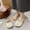 French Bag Head Empty Slippers Women's Summer Outer Wear Folds Niche Design Sense Flat Bottom Word with Cool Slippers with Heel