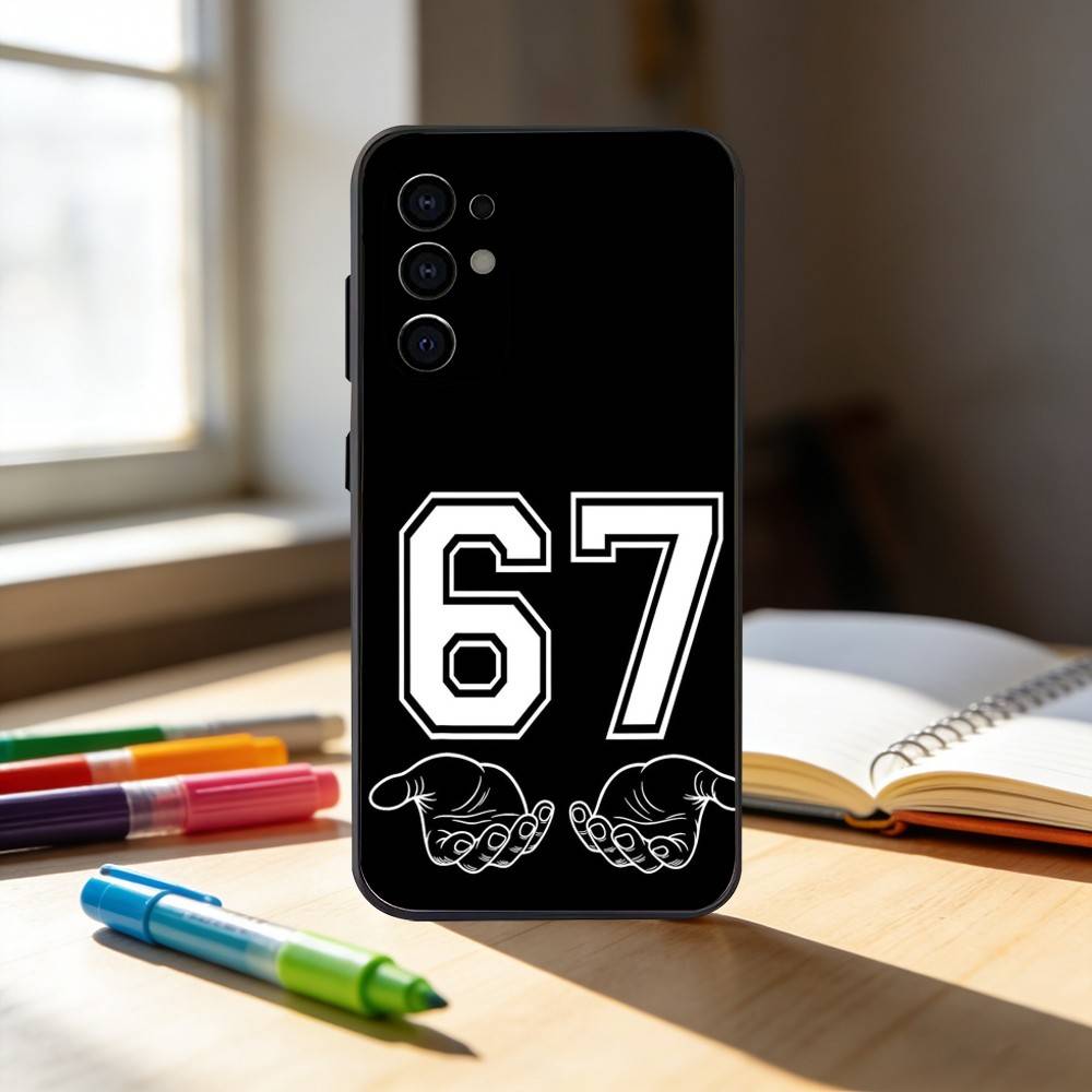 S-Six Seven 67 SS Чехол для телефона Samsung S25, S24, S21, S22, S23, S30, Ultra, S20, Plus, Fe, Note, 10, 9, 5G Черный чехол