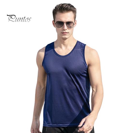 Мужская сетчатая майка, летняя майка, однотонная, с круглым вырезом, без рукавов, облегающая, для фитнеса, для спортзала, уличная одежда