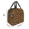 Custom Leopard Print Portable Lunch Boxes Women Leakproof Animal Fur Pattern Cooler Thermal Food Insulated Lunch Bag Student