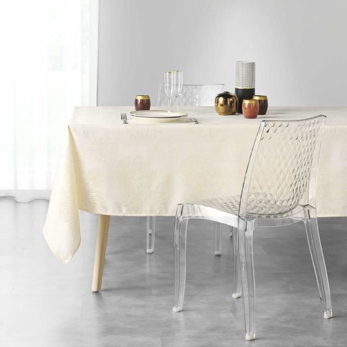 Nappe - Arti - 140 x 300 cm - Beige/or - Polyester jacquard - Imprimé métallisé