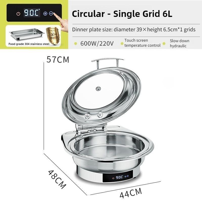 Electric Chafing Dish Adjustable Temp Roll Top Food Warmer Temp Display Catering Buffet Stove Stainless Steel Buffet Servers