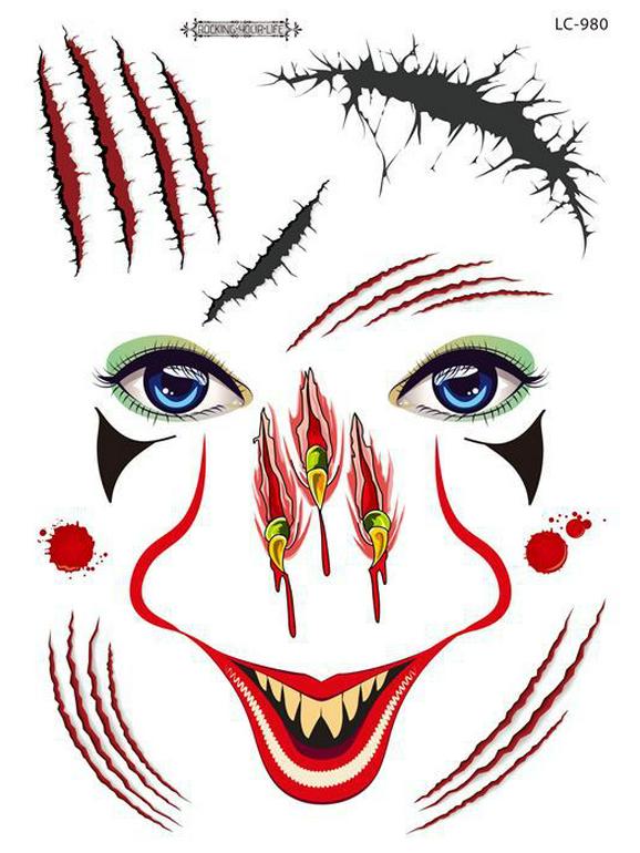 European & American Style Halloween Horror Face Tattoo Stickers for Masquerade Parties