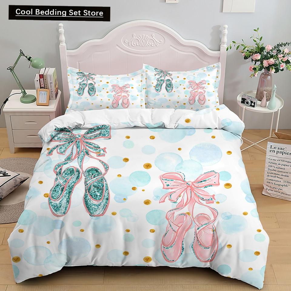 Мультяшный балетный танцующий девочка пододеяльник комплект постельного белья в стиле принцессы для двоих детей для девочек скандинавский покрывало для кровати полный двуспальный размер Queen King