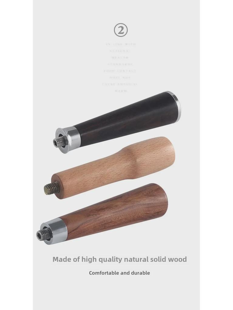 Solid Wood Single Handle Bottomless Coffee Machine Brewing Head with M10 Universal Grip