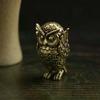 1 шт. Ретро Медь Животное Чайный питомец Настольное украшение Антикварная Твердая Латунь Сова Миниатюрные фигурки Домашний декор Поделки