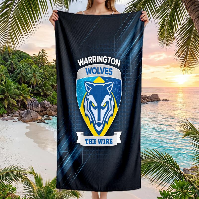 Warrington Wolves Fashion Beach Towel Portable Soft Quick Dry Towel For Swimming Camping Holiday Use