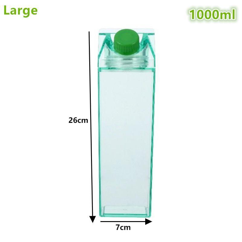 500/1000 мл Прозрачная бутылка для молока, коробка для воды, квадратная чашка для кофе, сока, чая, прозрачная емкость для хранения молока для занятий спортом на открытом воздухе, кемпинга, тренажерного зала