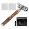 Bamboo Silver Razor Manual Old Fashioned Razor Mens Razor Set Including Razor Blade Recycling Box and Razor Holder