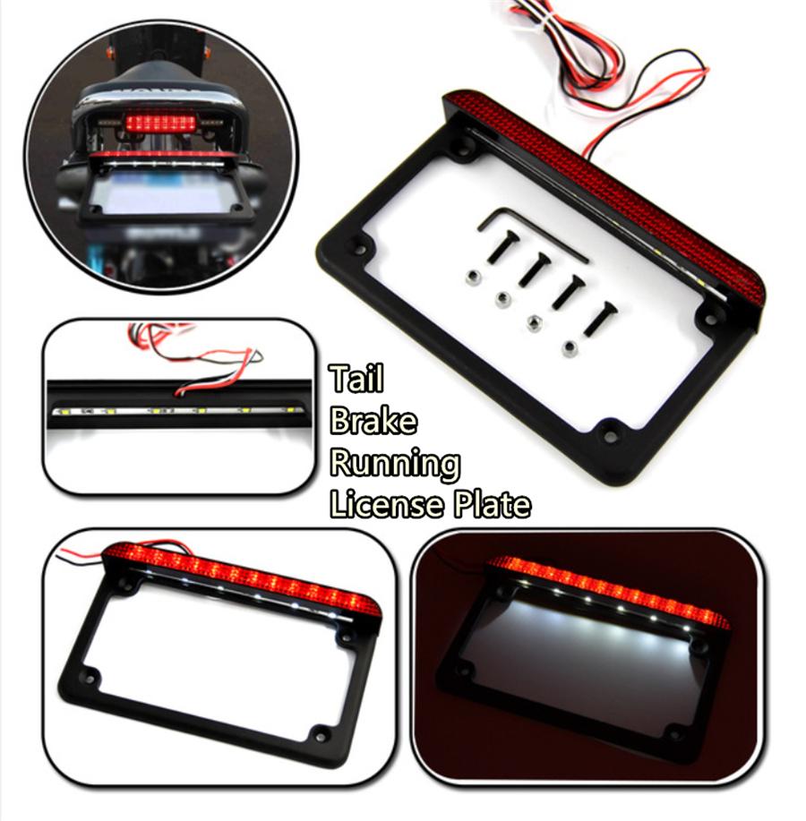 Universal 12V LED Motorcycle License Plate Light Stop Light for USA Number Frame