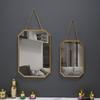 Round/Hexagonal/Rectangle Creative Makeup Mirror Metal Chain Wall Hanging Mirror  Bathroom