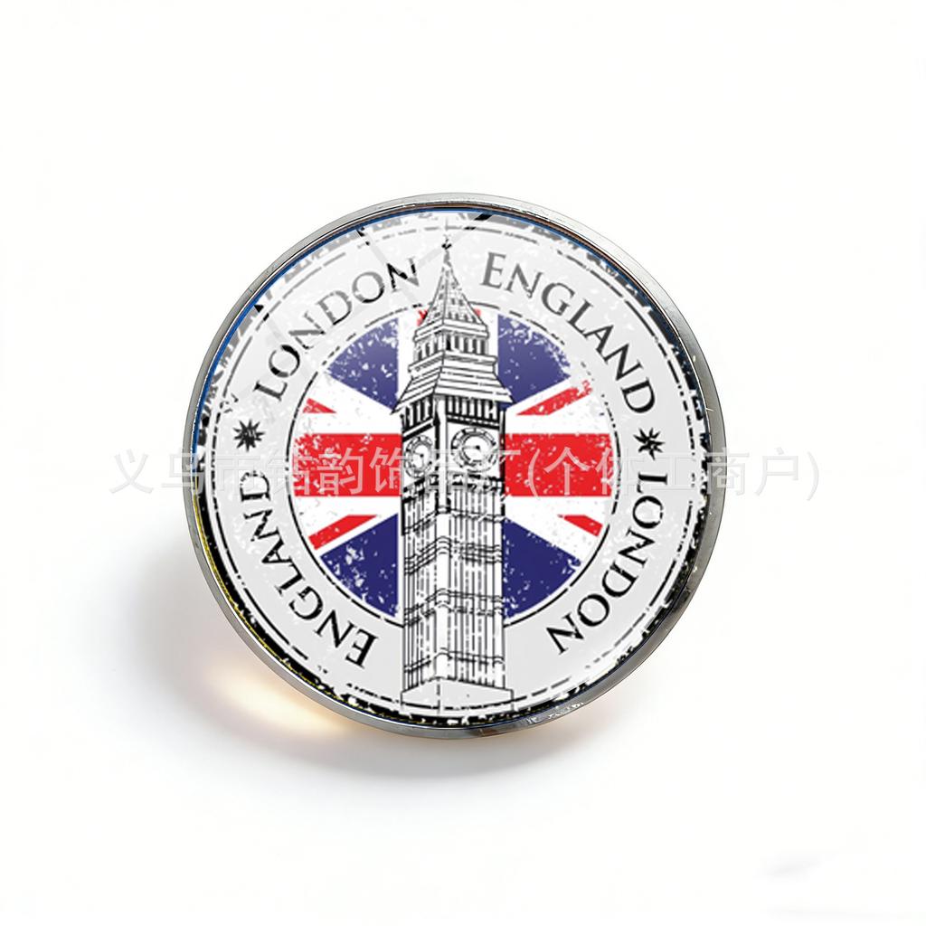 London Landmark Big Ben Brooch, British Stamp Style Backpack Coat Decorative Pin Badge