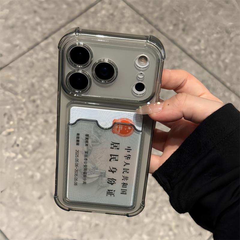 Ударопрочный Чехол-Карман с Отсеком для Карт Для iPhone 17 13 12 11 Pro Max 17 Air Прозрачные Чехлы Для iPhone 16 15 14 Plus Обложка