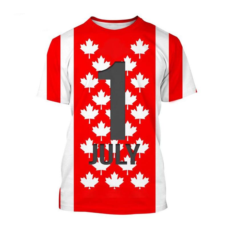 Футболка с 3D-принтом Happy Canada Day для мужчин с канадским флагом, повседневная летняя футболка с круглым вырезом и короткими рукавами, топы, одежда