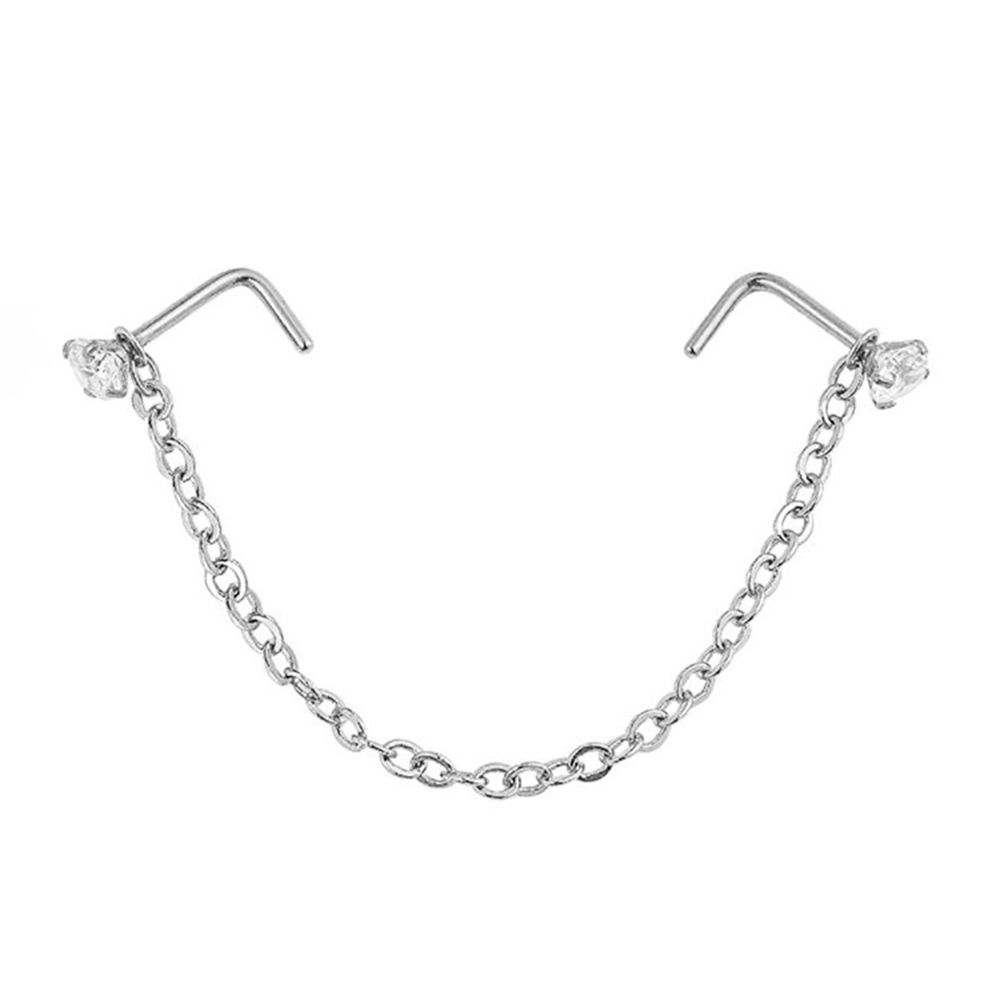 Fashion Body Jewelry None Pierced Double No Piercing Nose Clip Nose Chain Nose Ring Fake Nose Ring